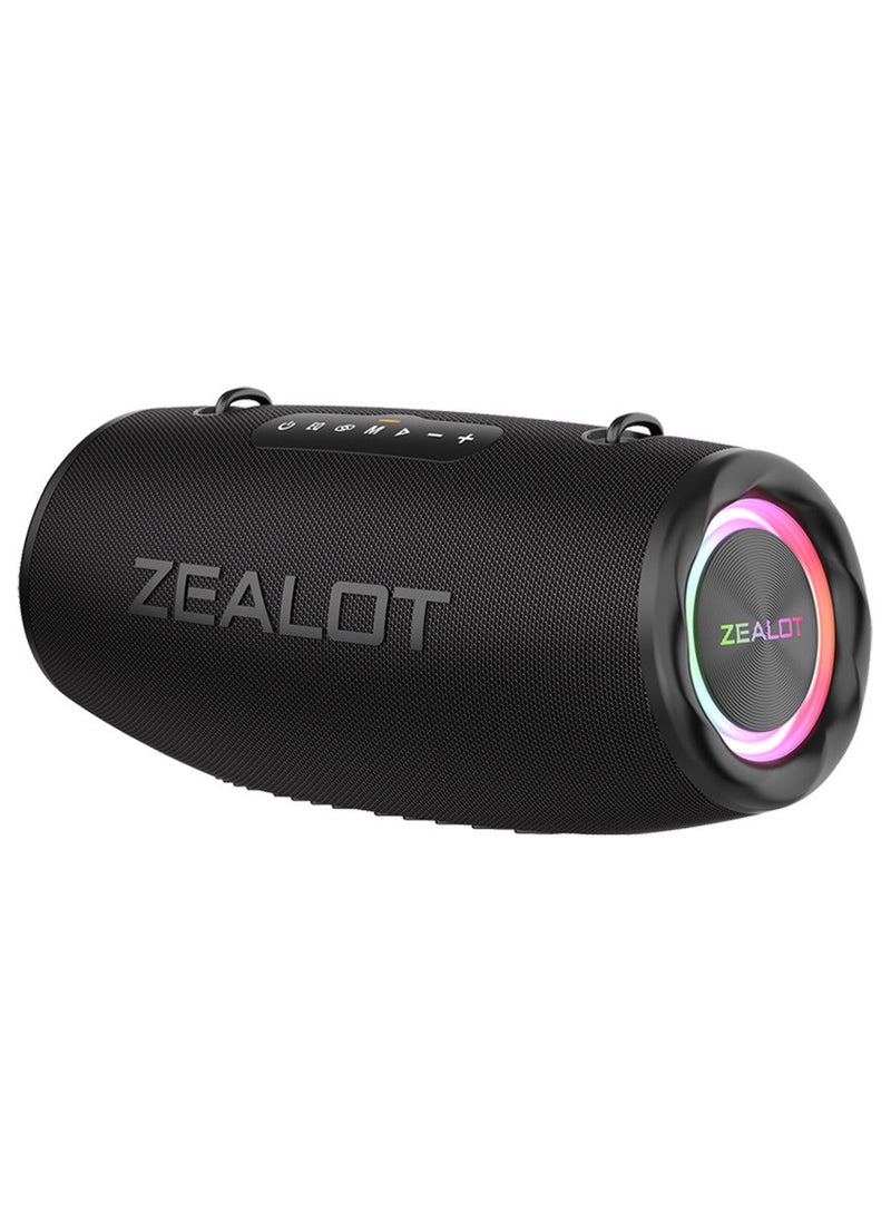 ZEALOT S87 80W Bluetooth Speakers 16000mAh Battery 36 Hours Playtime, Outdoor Portable Waterproof IPX5 Subwoofer Speaker, Dual Pairing Fast Charging Loud Stereo, Booming Bass TF Card USB TWS