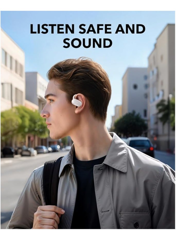 V20i by Anker Open-Ear Headphones, Adjustable Ear Hooks, Ultra-Comfort, Snug Fit, Powerful Sound, Clear Calls, IP55, LED Lights, 8H-36H Playtime, Bluetooth 5.4 Earbuds, Multipoint Connection White