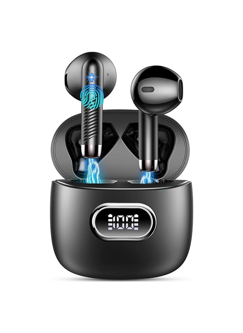 Wireless Earbud, Bluetooth Headphones 5.3 Stereo Bass 42H in-Ear Earphones 2024 Noise Cancelling Ear Buds 4 ENC Mic Call Bluetooth Earbud USB-C LED Display IP7 Waterproof Sport Headset for Android iOS