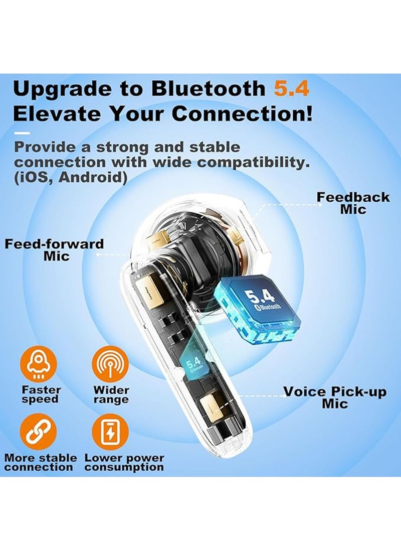 Wireless Earbuds Bluetooth 5.4, in Ear buds 6 Mic ENC Noise Cancelling for Clearer Call, Earphones Deep Bass Stereo, LED Power Display 35H Playtime IP7 Waterproof Sport Headphones for Android iOS Coal ﻿