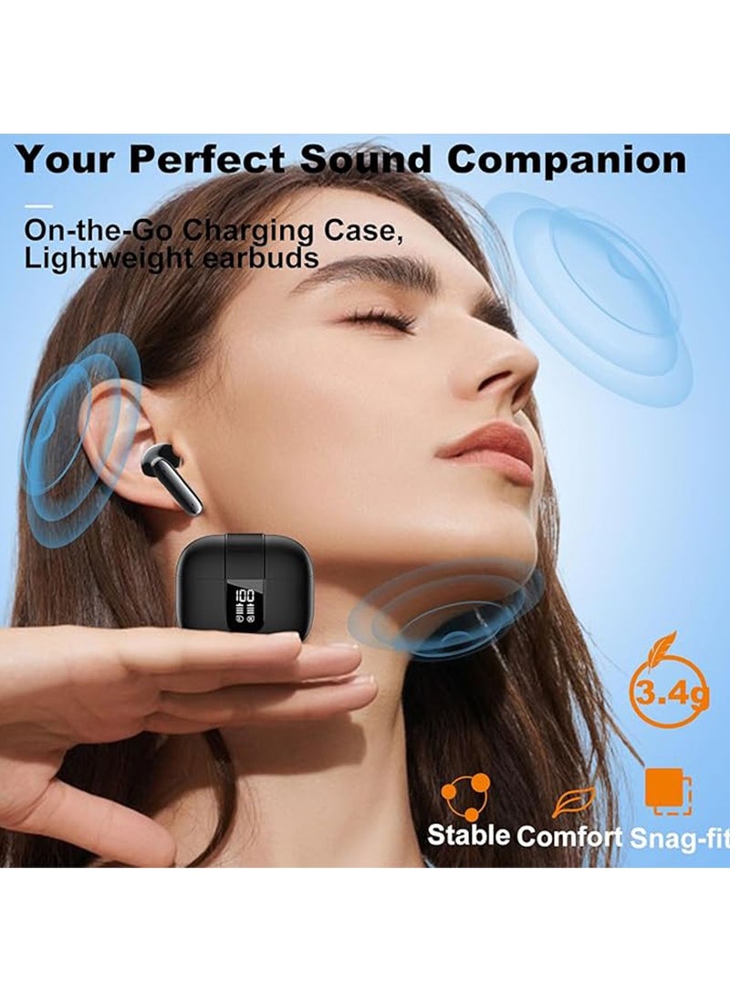 Wireless Earbuds Bluetooth 5.4, in Ear buds 6 Mic ENC Noise Cancelling for Clearer Call, Earphones Deep Bass Stereo, LED Power Display 35H Playtime IP7 Waterproof Sport Headphones for Android iOS Coal ﻿