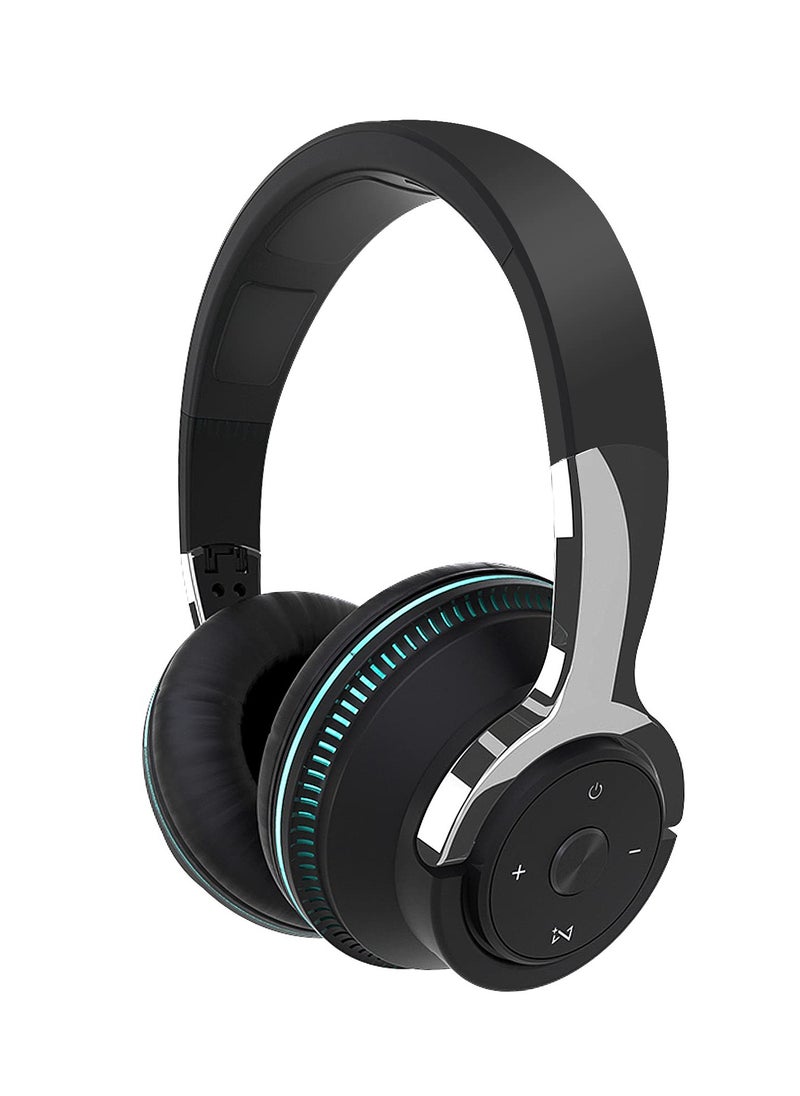 Wireless Headphones Over Ear, LED Light Up Wireless Bluetooth Headphones, Hi-Fi Stereo Headphones with Microphone, Foldable Lightweight Headphones for Travel, Office, Cellphone, PC, Black
