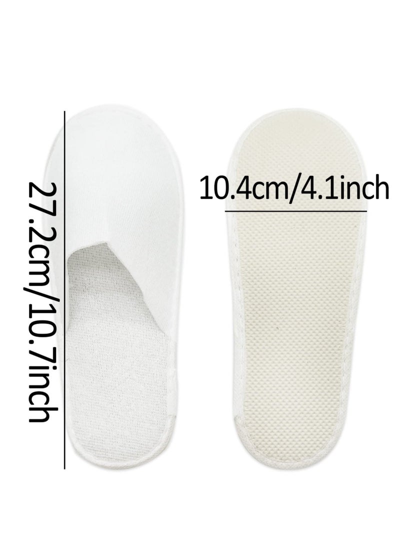 Disposable Closed Toe Slippers, Portable Travel Slippers, Non-Slip Unisex Eco-Friendly Indoor Slippers for Spa, Hotel, Guests, Home, Travel, 6 Pairs White Disposable Slippers for Women Men