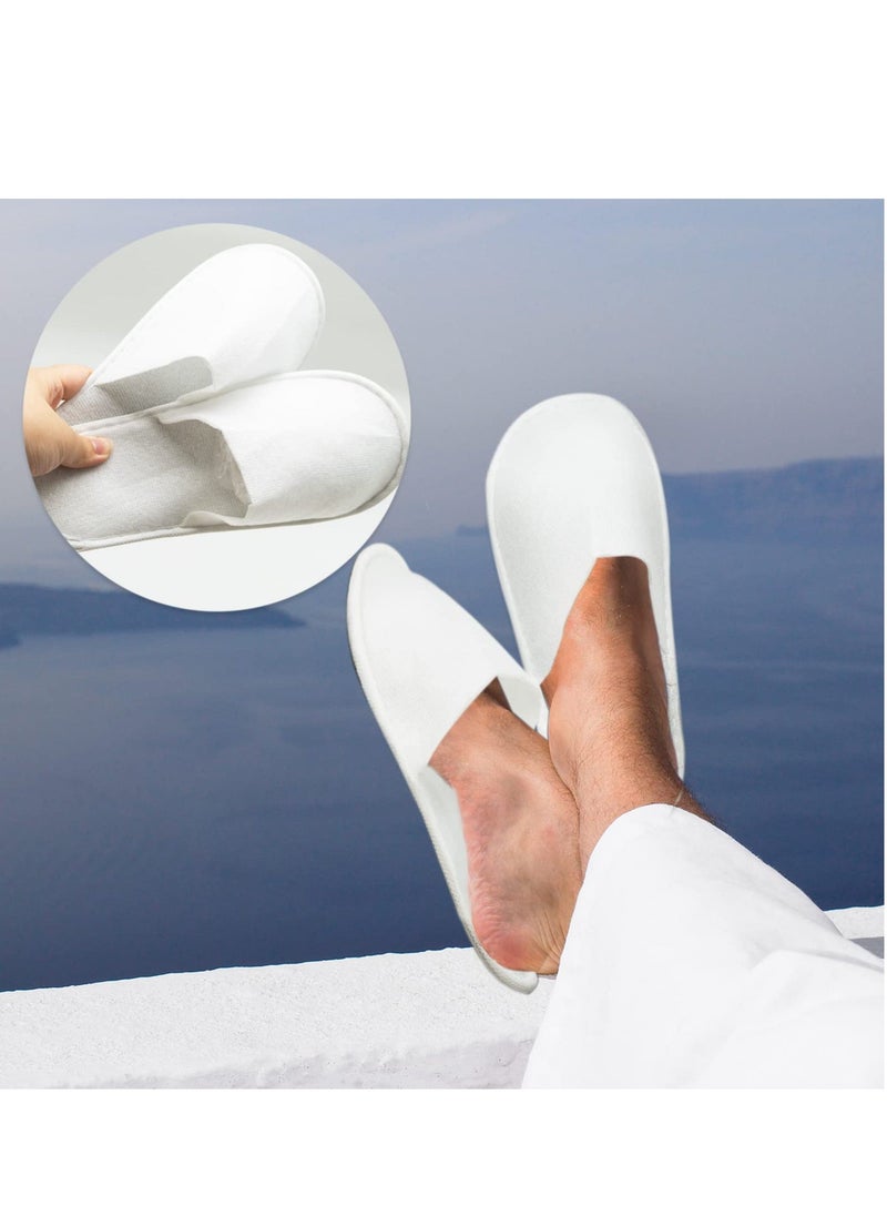 Disposable Closed Toe Slippers, Portable Travel Slippers, Non-Slip Unisex Eco-Friendly Indoor Slippers for Spa, Hotel, Guests, Home, Travel, 6 Pairs White Disposable Slippers for Women Men