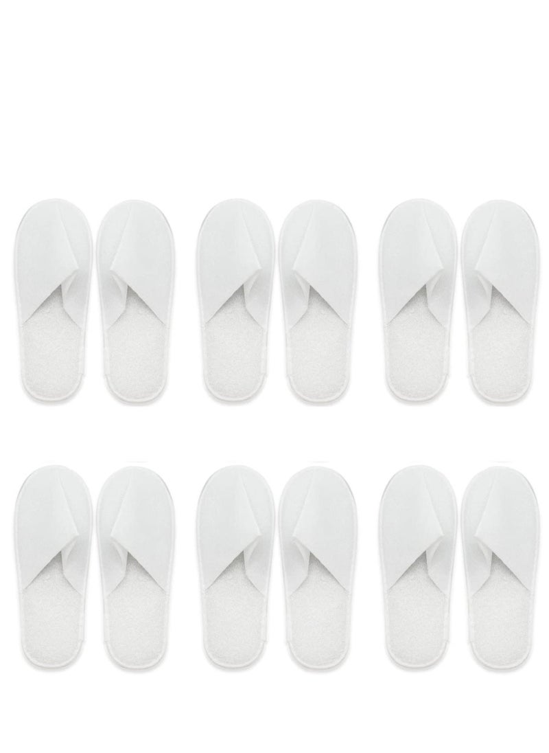 Disposable Closed Toe Slippers, Portable Travel Slippers, Non-Slip Unisex Eco-Friendly Indoor Slippers for Spa, Hotel, Guests, Home, Travel, 6 Pairs White Disposable Slippers for Women Men