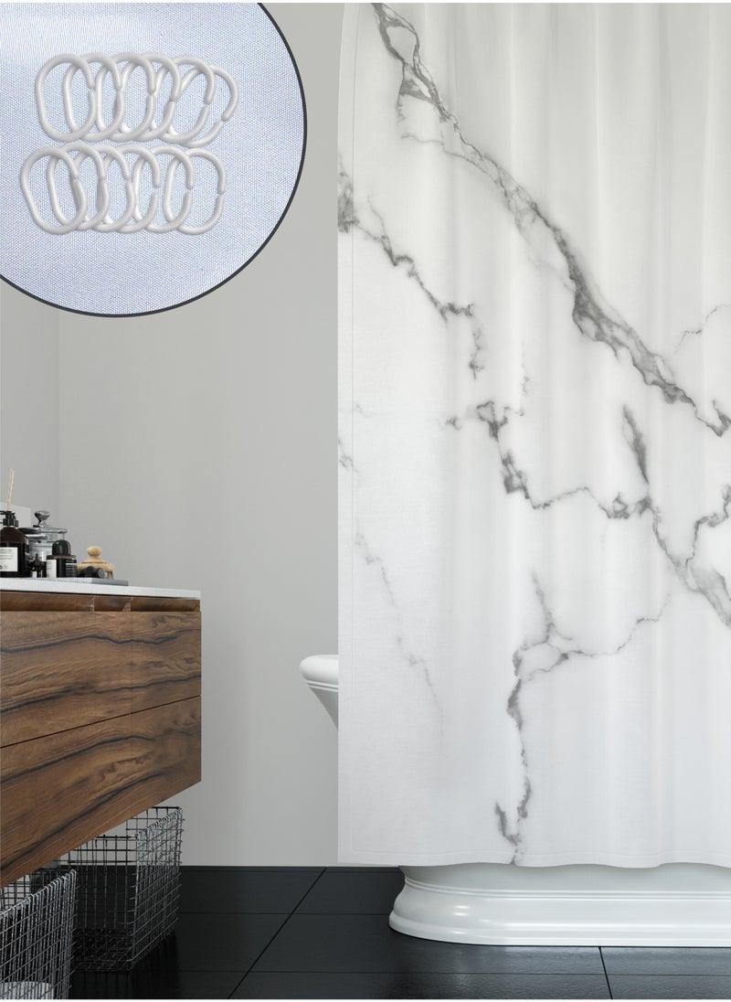 Shower curtain for bathroom 180*200 cm with hooks, Modern luxury Marble pattern