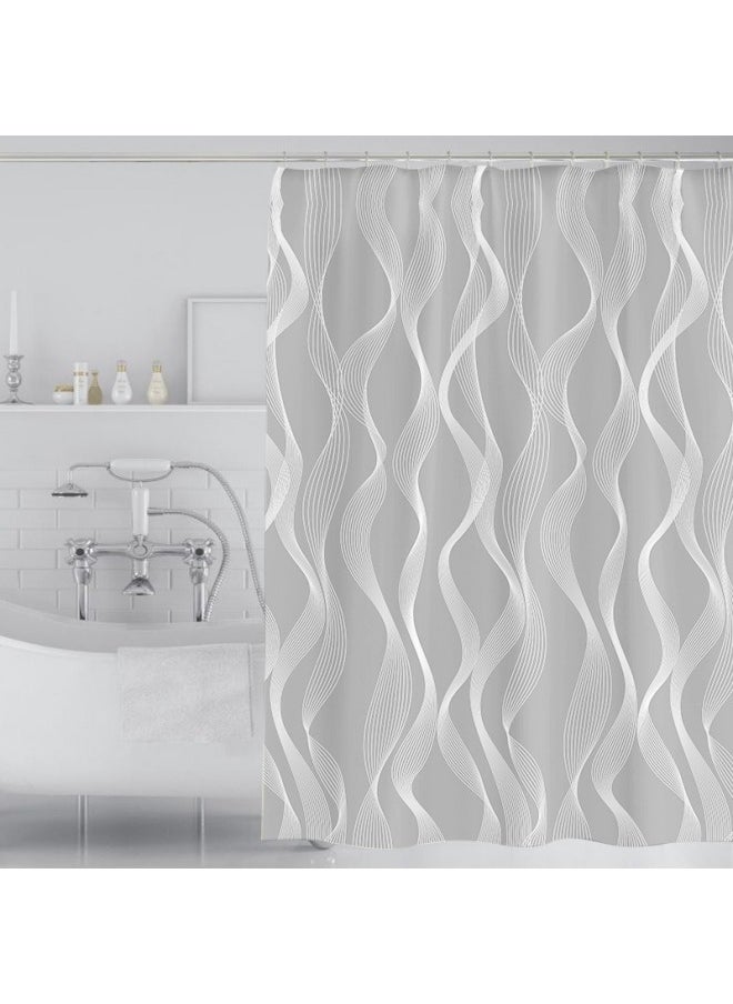 Striped Polyester Shower Curtain, Machine Washable Modern Home Ba0throom Decoration, 180x180 cm, Gray