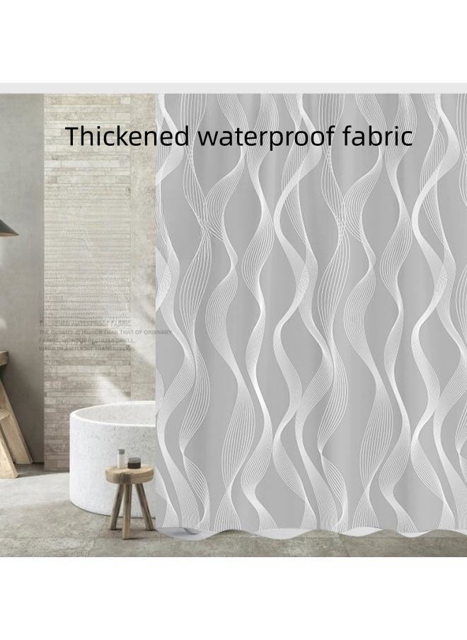 Striped Polyester Shower Curtain, Machine Washable Modern Home Ba0throom Decoration, 180x180 cm, Gray