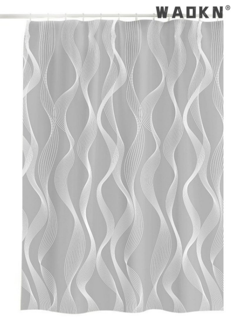 Striped Polyester Shower Curtain, Machine Washable Modern Home Ba0throom Decoration, 180x180 cm, Gray