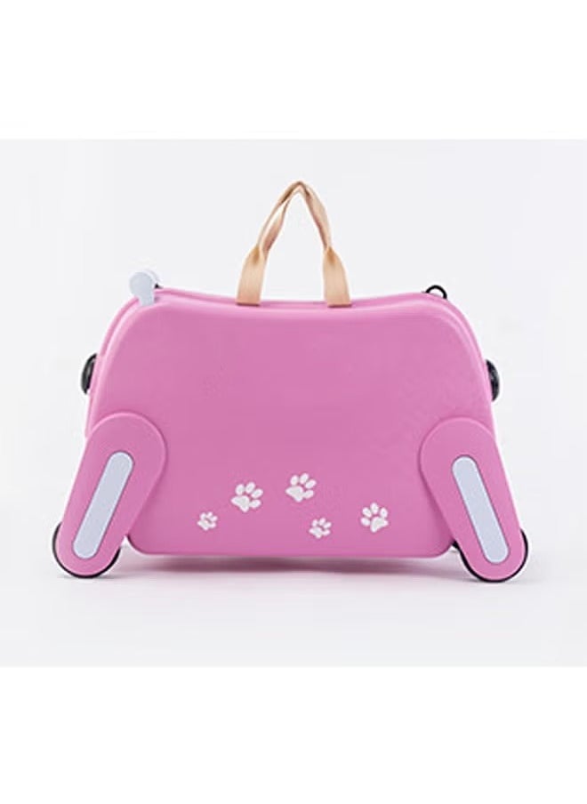 Pink Puppy Children's Suitcase Can Be Single Shoulder Strap Roller Can Be Ridden And Pulled Pink