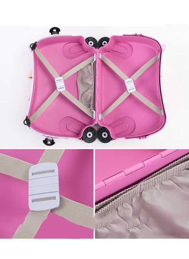 Pink Puppy Children's Suitcase Can Be Single Shoulder Strap Roller Can Be Ridden And Pulled Pink