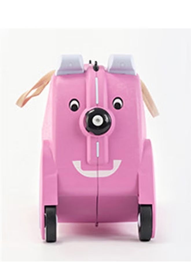 Pink Puppy Children's Suitcase Can Be Single Shoulder Strap Roller Can Be Ridden And Pulled Pink