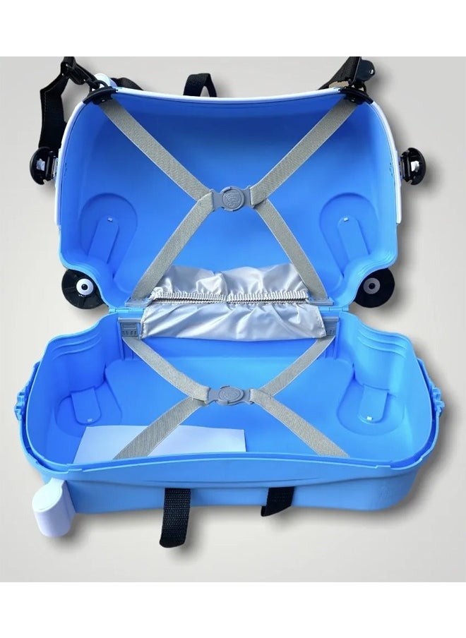 Blue Puppy Children's Suitcase Can Be Single Shoulder Strap Roller Can Be Ridden And Pulled Blue