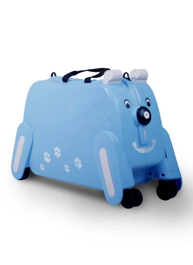 Blue Puppy Children's Suitcase Can Be Single Shoulder Strap Roller Can Be Ridden And Pulled Blue