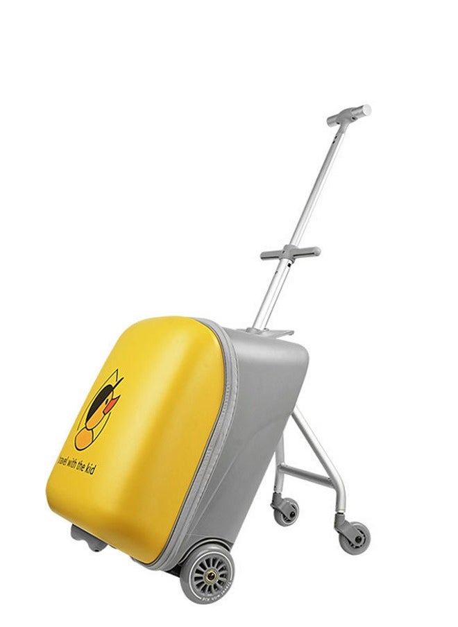 Kid's Trolley Suitcase Can Sit (Gray/Yellow）