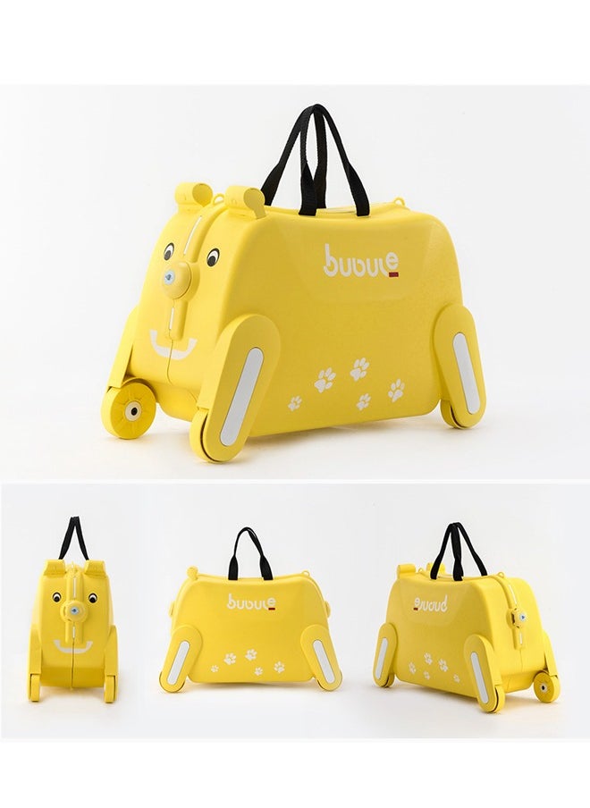 Yellow Puppy Children's Suitcase Can Be Single Shoulder Strap Roller Can Be Ridden And Pulled Yellow