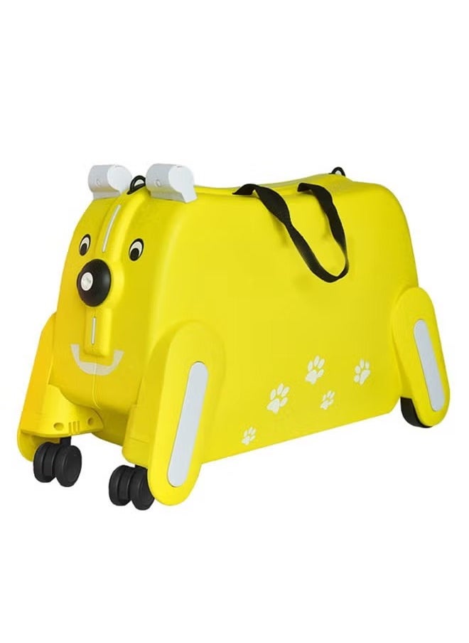 Yellow Puppy Children's Suitcase Can Be Single Shoulder Strap Roller Can Be Ridden And Pulled Yellow