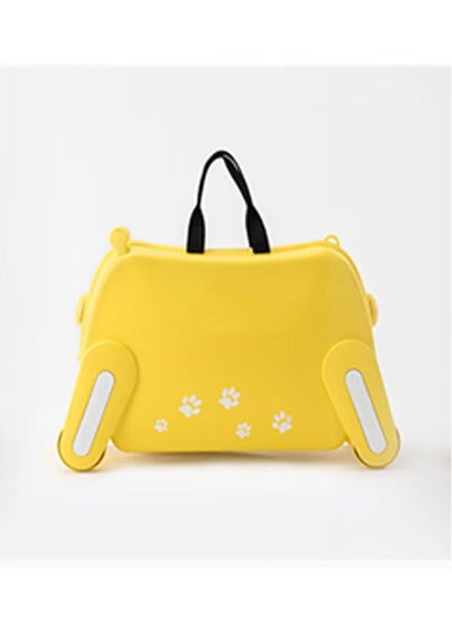 Yellow Puppy Children's Suitcase Can Be Single Shoulder Strap Roller Can Be Ridden And Pulled Yellow