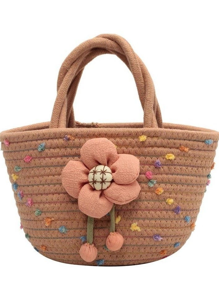 Summer Handbag Casual Woven Bag Cotton IPi Colour:Brown - black