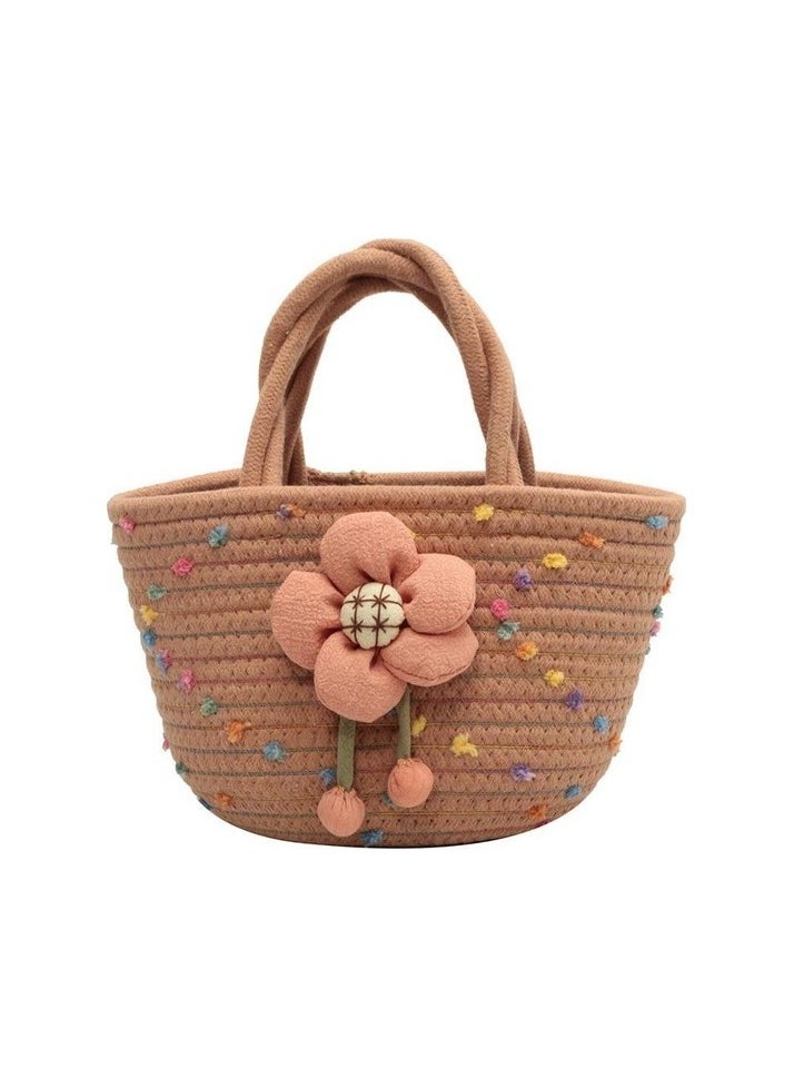 Summer Handbag Casual Woven Bag Cotton IPi Colour:Brown - black