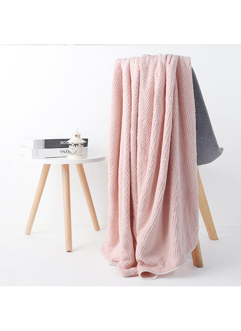 Thick Soft Absorbent Wearable Bath Towel Coral Fleece Unisex Beach Pink