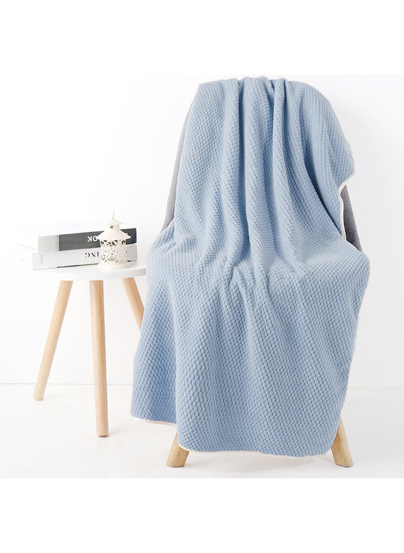 Thick Soft Absorbent Wearable Bath Towel Coral Fleece Unisex Beach Haze Blue