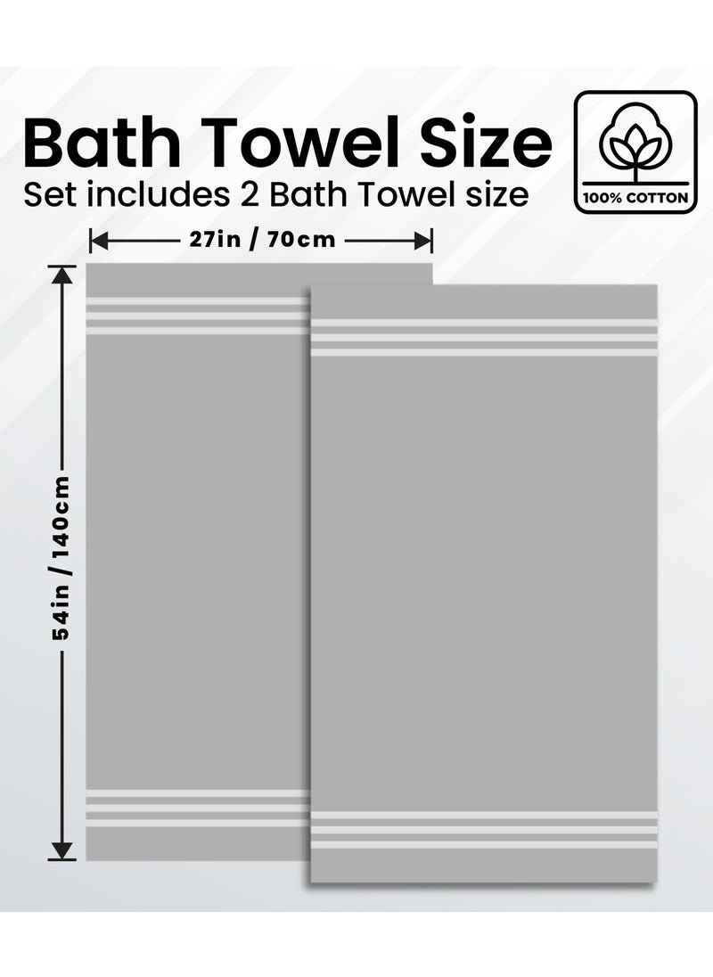 Premium Grey Bath Towels 100% Cotton 70cm x 140cm Pack of 2, Ultra Soft and Highly Absorbent Hotel and Spa Quality Bath Towels for Bathroom by Infinitee Xclusives