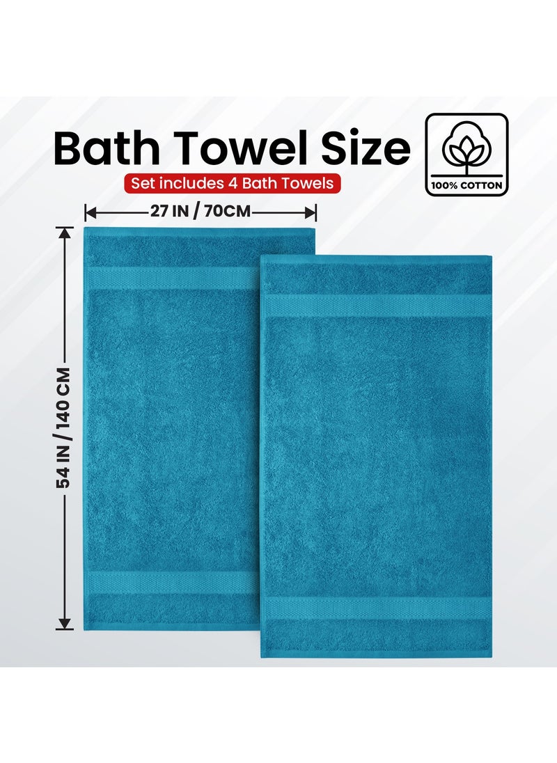 Premium Bath Towels Set Pack of 4-100% Ring Spun Cotton Towels - Teal Bath Towels 68cm x 137cm - Soft Feel, Quick Dry, Highly Absorbent Durable Towels, Perfect for Daily Use by Infinitee Xclusives