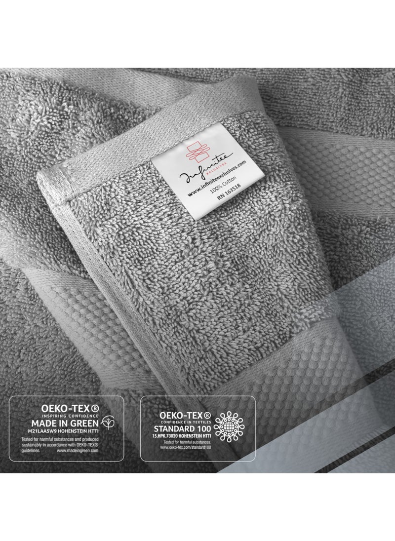 Premium Bath Towels Set Pack of 4-100% Ring Spun Cotton Towels - Grey Bath Towels 68cm x 137cm - Soft Feel, Quick Dry, Highly Absorbent Durable Towels, Perfect for Daily Use by Infinitee Xclusives