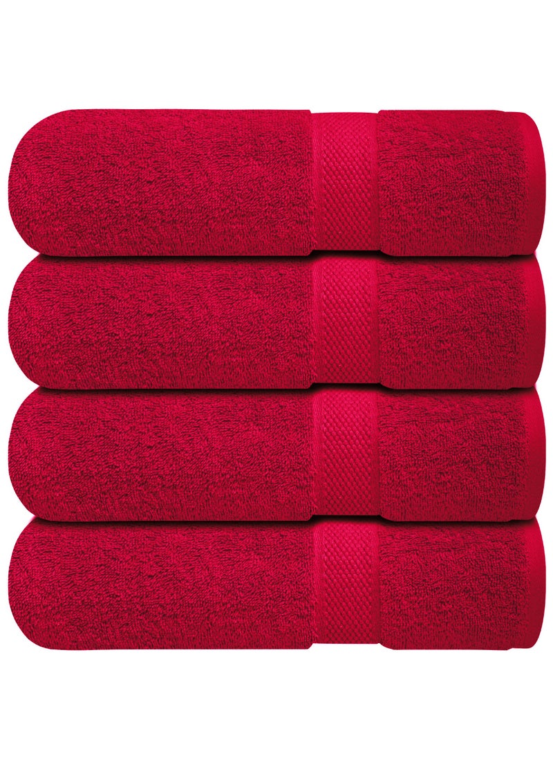 Premium Bath Towels Set Pack of 4-100% Ring Spun Cotton Towels - Red Bath Towels 68cm x 137cm - Soft Feel, Quick Dry, Highly Absorbent Durable Towels, Perfect for Daily Use by Infinitee Xclusives