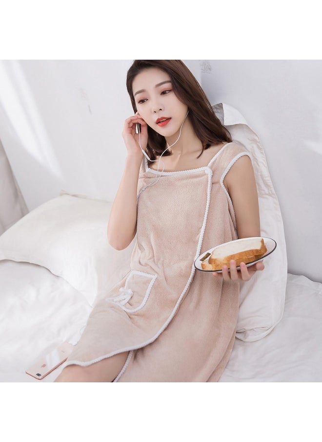 Wearable Coral Fleece Soft Absorbent Bath Dress