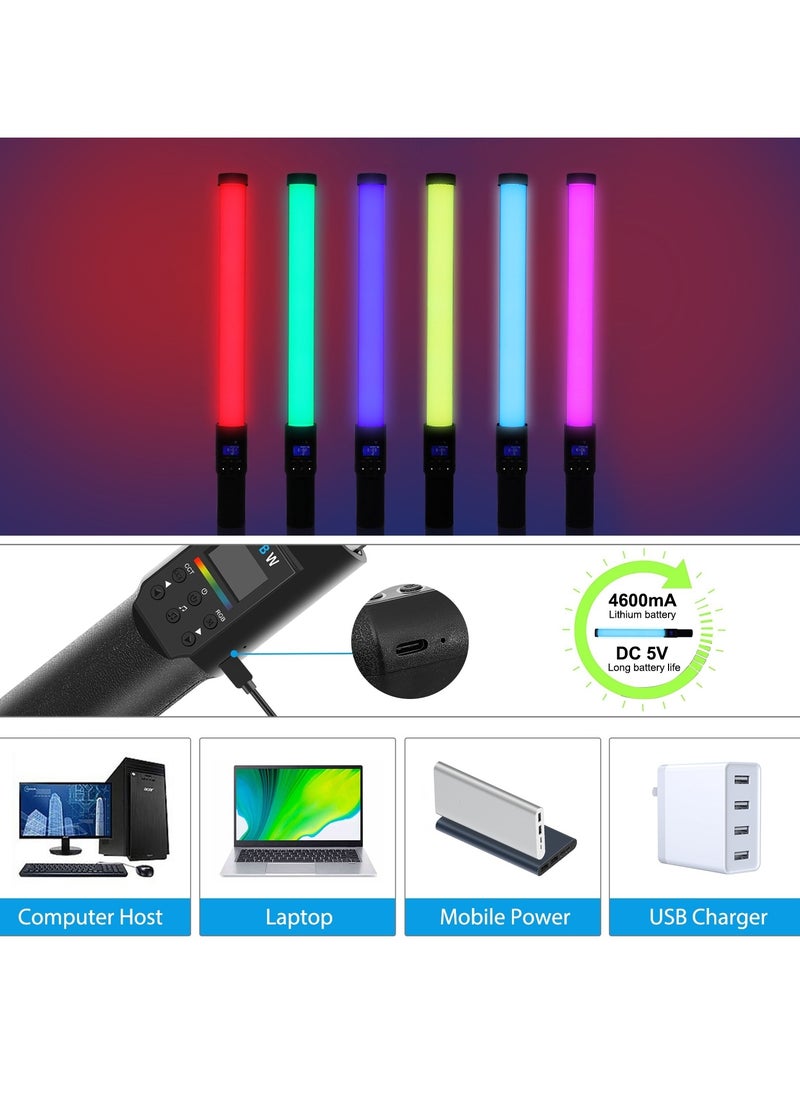 PULUZ 190 LEDs Photo Handheld Stick Light Full Color RGB Fill Light with Barndoor