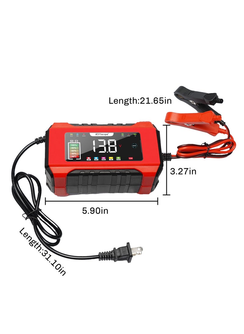 Car Battery Charger, 12V 6A Smart Battery Trickle Charger Automotive, Battery Maintainer Trickle Charger, and Battery Desulfator with Temperature Compensation, for Car Truck Motorcycle Marine