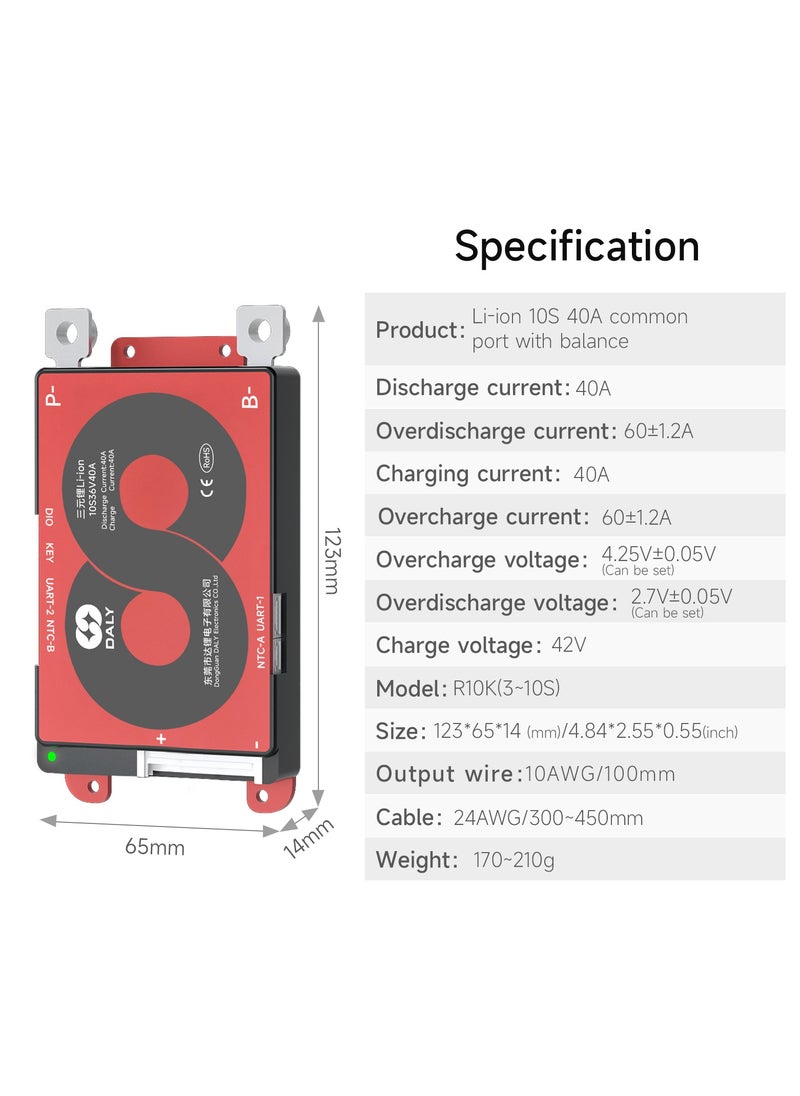 Daly Smart BMS Li-ion 10S 36V 40A with Bluetooth for Enhanced Battery Management