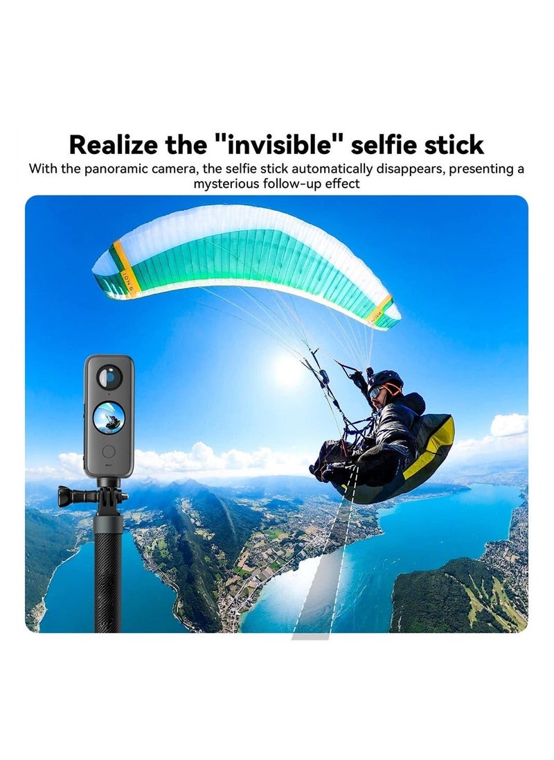 Invisible Selfie Stick for GoPro Insta360 (120cm/47.2 inch), Lightweight Carbon Fiber Extension Pole for Go Pro Max Hero 11 10 9 8 7 6 5 One X2 X3 DJI Action 2 3 AKASO 360 Camera