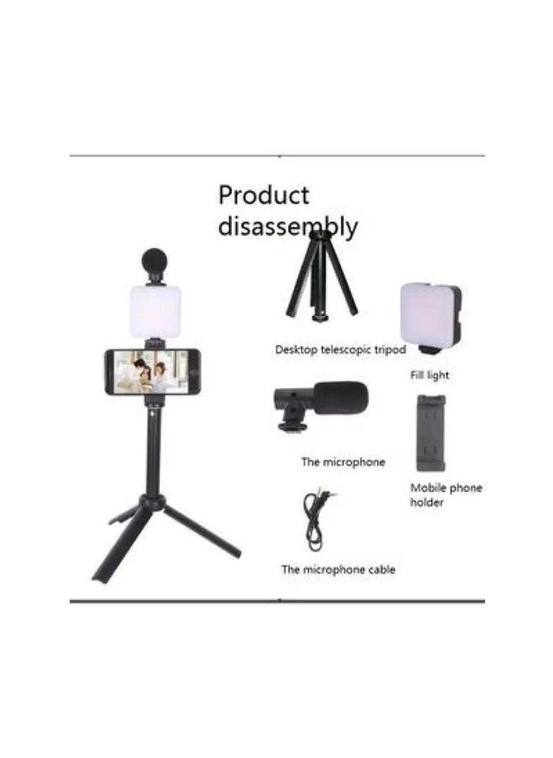 Ay49T Vlogging Studio kits, Mobile Phone Holder + Hand Grip/Mini Tripod Compatible with Smartphones for TikTok, Youtube, Live Streaming, Vlogging