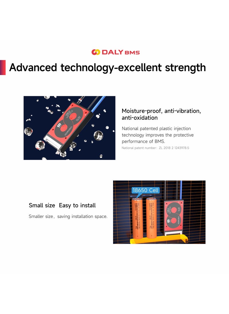 DALY 4S 12V 15A LiFePO4 Battery Management System (BMS) – Hardware Version for Electric Bikes, Scooters, Solar Applications, and Portable Power Systems