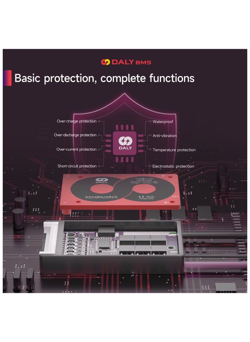 DALY 3S 12V 15A Li-ion Battery Management System (BMS) – Hardware Version for Electric Bicycles, Scooters, Wheelchairs, and Portable Power Solutions