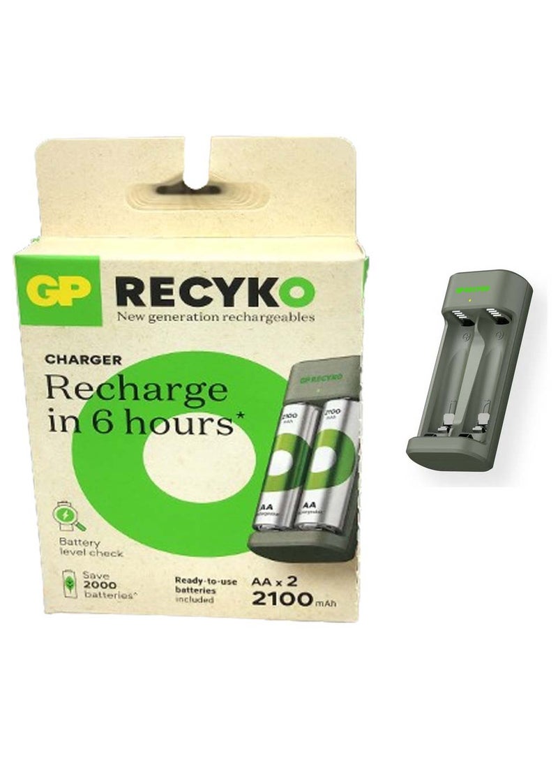 RECYKO USB Charger Model  Including 2xAA 2100 mAh Battery and USB Docking Station,2 Ready to use batteries included