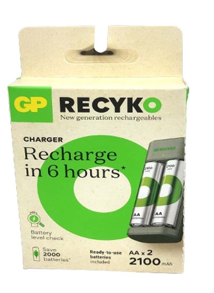 RECYKO USB Charger Model  Including 2xAA 2100 mAh Battery and USB Docking Station,2 Ready to use batteries included