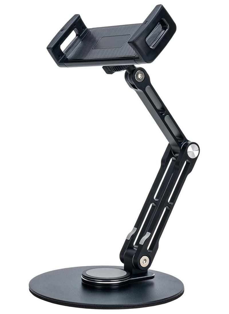 Tablet Stand Holder for iPad with 2 Adjustable Arm and 360° Rotates Multi-Angle Adjustable (Black)