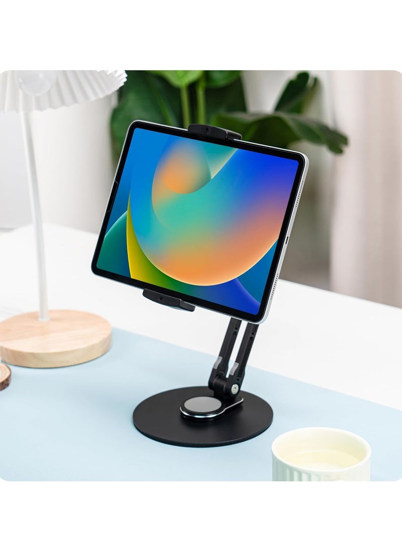 Tablet Stand Holder for iPad with 2 Adjustable Arm and 360° Rotates Multi-Angle Adjustable (Black)