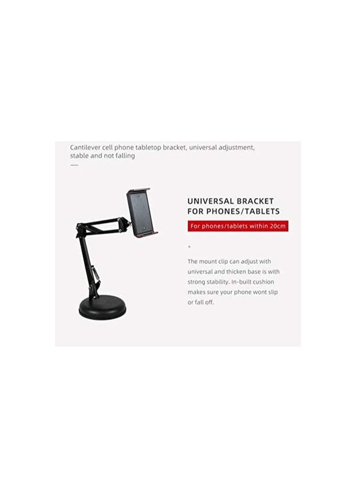 Tablet Stand Holder for iPad with 2 Adjustable Arm and 360° Rotates Multi-Angle Adjustable (Black)
