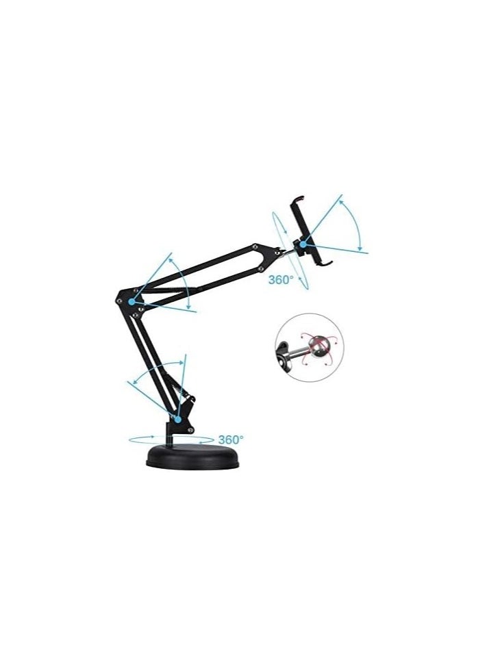 Tablet Stand Holder for iPad with 2 Adjustable Arm and 360° Rotates Multi-Angle Adjustable (Black)