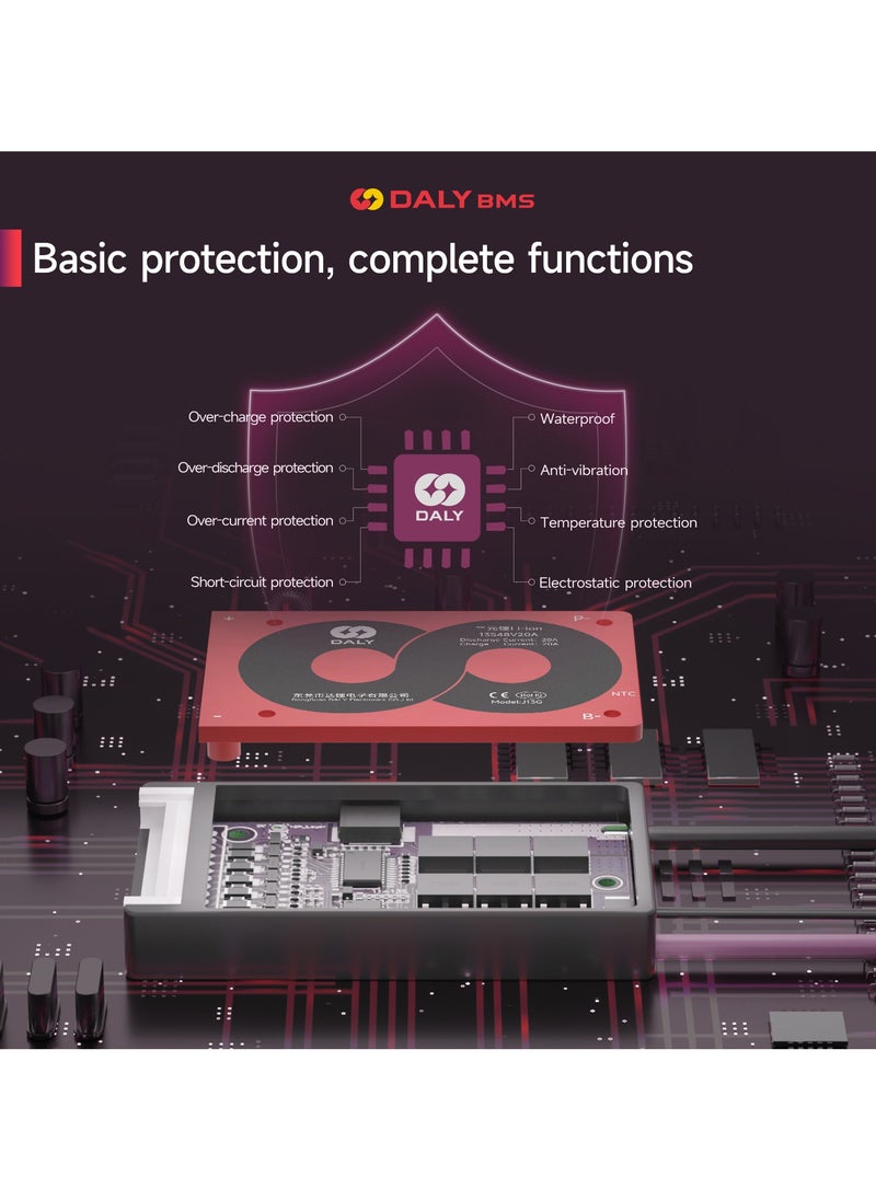 DALY 4S 12V 20A LiFePO4 Battery Management System (BMS) – Hardware Version for Safe and Reliable 12V Lithium Iron Phosphate Battery Protection