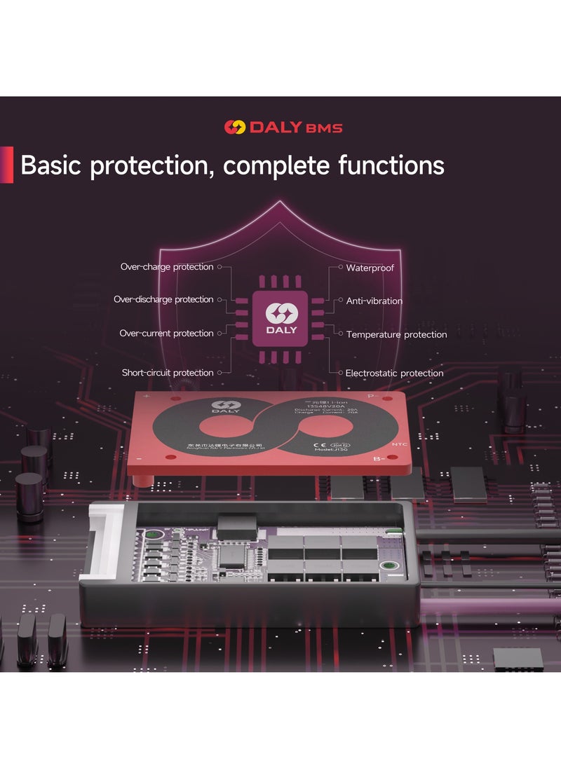 DALY 7S 24V 20A Li-ion Battery Management System (BMS) – Hardware Version for Electric Bikes, Scooters, and 24V Power Storage Applications