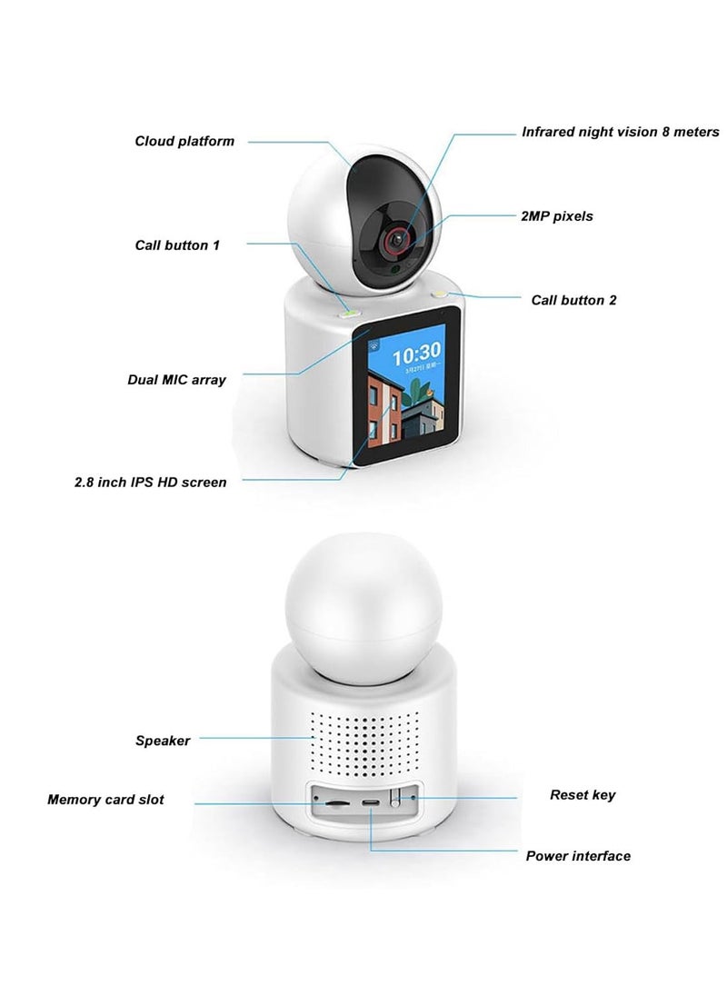 2.4G Camera 1080P, 120° Wide Angle Lens 2-Way Intercom Video NightMotion Detection Camera for Home Security, Baby Monitor