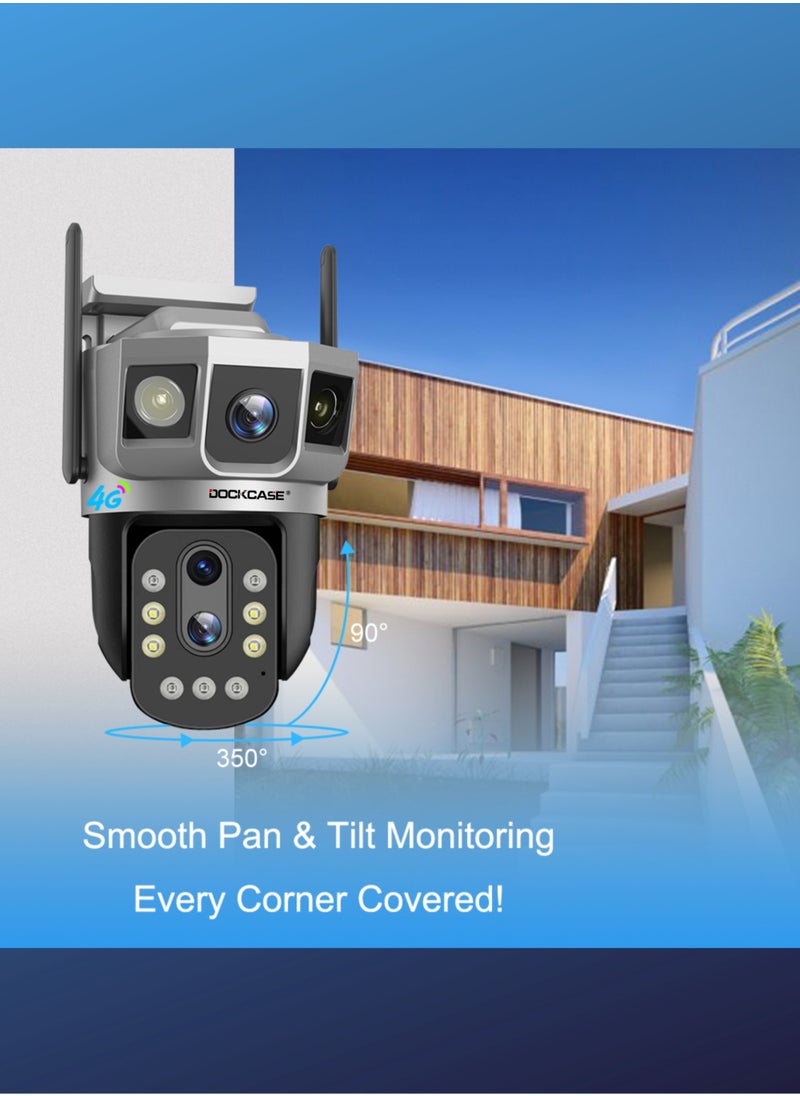 4.0MP 4G Sim Card Camera PTZ 360°View Outdoor Security Camera, Night Vision, AI Human Detection