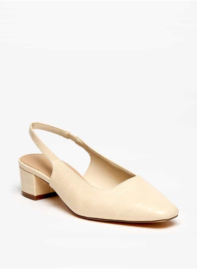 Women Textured Slingback Mules with Block Heels