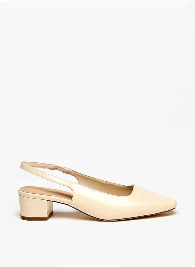 Women Textured Slingback Mules with Block Heels